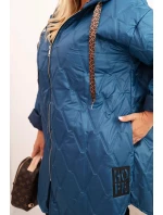 Dámska prešívaná bunda s kapucňou a džínsy HOPE Plus Size