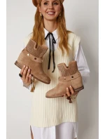 Ażurowe Wiosenne Damskie Botki Beżowe Royale