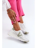 Damskie Skórzane Lekkie Buty Sportowe Białe Eleonori