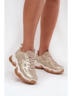 Buty Sportowe Sneakersy Damskie Big Star SS274014 HI-POLY SYSTEM Beżowo-Złote