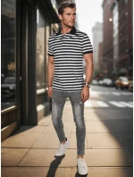 Pánska pruhovaná polokošeľa biela FashionStreet PX0642