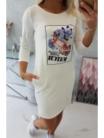 Šaty s grafikou 3D Watch ecru