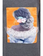 Šaty s 3D grafikou, grafitová čipka