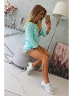 Blúzka s potlačou Star Style v mätovej farbe Blúzka s potlačou Star Style v mätovej farbe