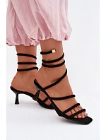 Dámské sandály na podpatku s pásky Černé Samara