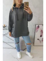 Zateplená mikina so zapínaním na patentky grafitová