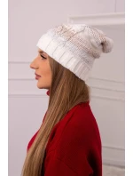 Monika fleecová čiapka K256 tmavo béžová+ecru