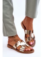 Zazoo 40326 Damskie Klapki Z Ozdobnymi Wycięciami Złote