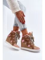 Damskie Sneakersy Na Koturnie Różowe Leoppa