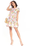 Dámske šaty T343/2 Biela s kvetmi - Tessita