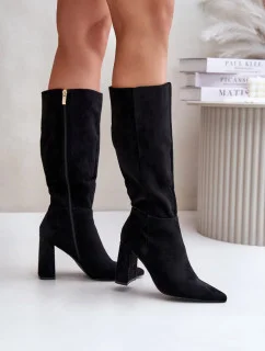 Topánky na podpätku MVP315 čierne - Vykročte štýlovo