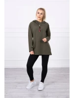 Tunika na zips s kapucňou Oversize khaki farba Tunika na zips s kapucňou Oversize khaki farba