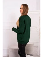Sveter s výstrihom do V tmavo zelený Sveter s výstrihom do V tmavo zelený