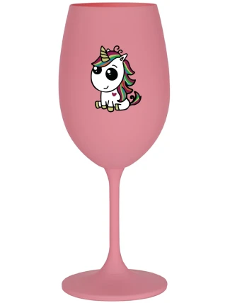 DUHOVÝ JEDNOROŽEC - ružový pohár na víno 350 ml