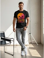 Pánske bavlnené tričko s potlačou Summer Vibes čierne FashionStreet NX047R Pánske bavlnené tričko s potlačou Summer Vibes čierne FashionStreet NX047R