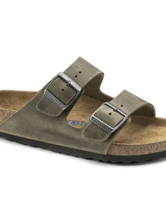 Dámske/pánske žabky Birkenstock Arizona Soft Footbed Oiled Leather Narrow Faded Khaki (1019377)