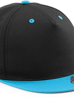 Beechfield B 610C 5-panelová snapbacková čiapka s kontrastným lemom 53.610C čierna/surfovo modrá