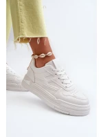 Sneakersy Damskie Na Platformie Z Eko Skóry Białe Lynnette