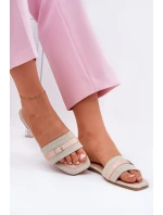 Płaskie Klapki Damskie Z Paskiem I Sprzączką Beżowe Zilina