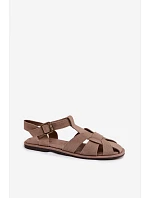 Dámske ploché sandále Natural Suede Big Star TT274250 Beige