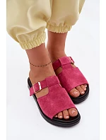 Semišové dámské sandály na platformě se zlatým sponem Fuksie Zemela Semišové dámské sandály na platformě se zlatým sponem Fuksie Zemela