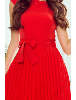 Numoco LILA plisované šaty so zaväzovaním - červené