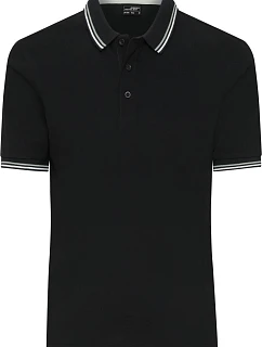 Daiber JN 1306 Pánske polo tričko z hrubého piqué s prúžkami 02.1306 čierna/biela/sivá