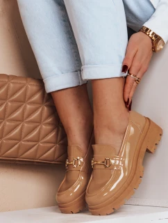Dámske lakované mokasíny ELEGANCI khaki FashionStreet ZY0676