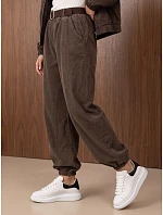 Dámske joggerové nohavice z manšestru s opaskom, Fango, FashionStreet, UY3139 Dámske joggerové nohavice z manšestru s opaskom, Fango, FashionStreet, UY3139