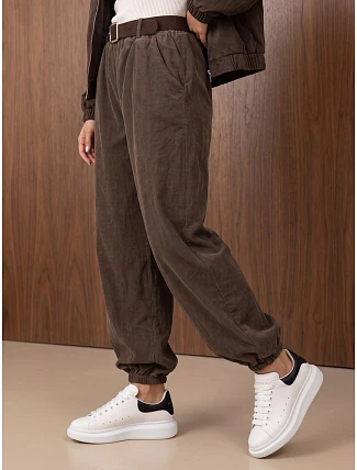 Dámske joggerové nohavice z manšestru s opaskom, Fango, FashionStreet, UY3139 Dámske joggerové nohavice z manšestru s opaskom, Fango, FashionStreet, UY3139