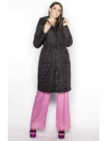 Jednoduchá čierna prešívaná bunda s kapucňou (AG6-29)