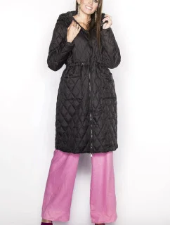 Jednoduchá čierna prešívaná bunda s kapucňou (AG6-29)