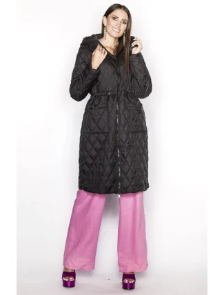 Jednoduchá čierna prešívaná bunda s kapucňou (AG6-29)