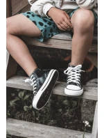 Dziecięce Skórzane Wysokie Trampki Czarno-Białe Marney