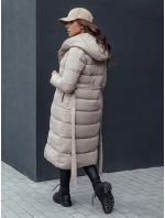 Dámsky prešívaný zimný kabát s kapucňou GRACE béžový FashionStreet TY4518 Dámsky prešívaný zimný kabát s kapucňou GRACE béžový FashionStreet TY4518