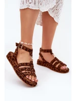 Sandały Damskie Na Platformie Ze Złotym Detalem Panterka Kartia