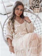 RIBBLOOM dámsky sveter s mašľami tmavobéžový FashionStreet MY2359 RIBBLOOM dámsky sveter s mašľami tmavobéžový FashionStreet MY2359