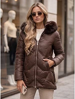 Dámska zimná prešívaná bunda LOVEINSIDE s kožušinou, hnedá, FashionStreet TY5052 Dámska zimná prešívaná bunda LOVEINSIDE s kožušinou, hnedá, FashionStreet TY5052