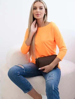 Dámska blúzka s lodičkovým výstrihom oranžová neónová