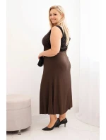 Dámske Plus veľkosť jedno rameno večerné šaty Brown
