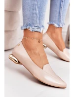 Mokasyny Na Złotym Obcasie Laura Messi 2013 Beżowe