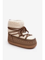 Damskie Ocieplane Śniegowce Brązowe Rohes