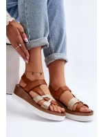 Zazoo 40397 Damskie Skórzane Sandały Na Platformie Brązowe