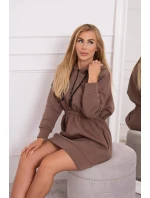 Zateplené šaty s kapucňou mocca Zateplené šaty s kapucňou mocca