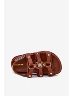 Dziewczęce Sandałki Ze Złotym Detalem Brązowe Lunessa