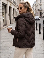 Dámska prešívaná bunda s kapucňou, hnedá, FashionStreet TY5944 Dámska prešívaná bunda s kapucňou, hnedá, FashionStreet TY5944