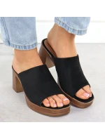 Dámske semišové žabky na ihličkách čierne Potocki 54309