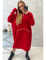 Zateplené šaty s kapucňou červené