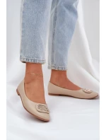 Baleriny Na Płaskiej Podeszwie Z Ozdobą Beżowe Ainoria