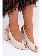 Elegantné dámske sandále na podpätku Zazoo 1085 light beige